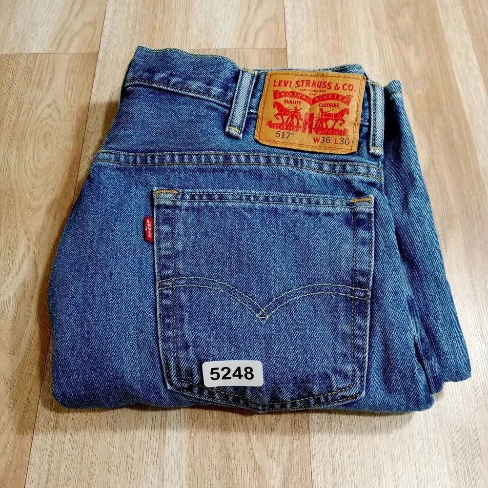 Levis 517 Jeans Mnes 36x30 Bootcut Distressed Cotton‎ Denim Medium Wash